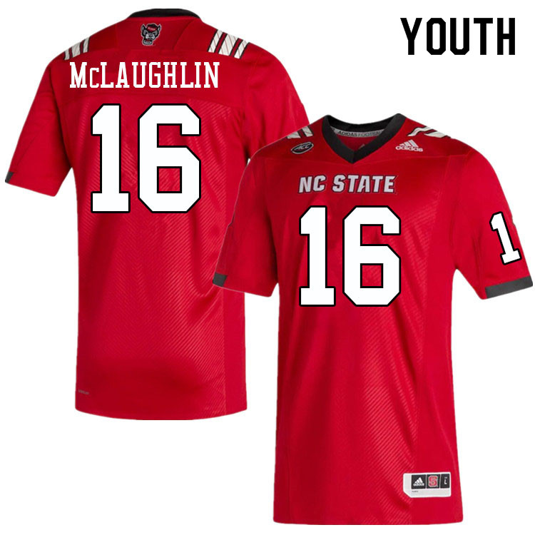 Youth #16 Aaron McLaughlin NC State Wolfpack College Football Jerseys Sale-Red - Click Image to Close
